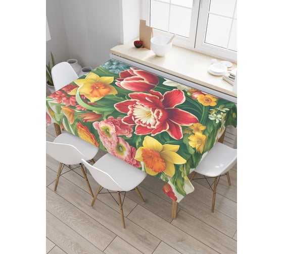 Изображение товара Прямоугольная тканевая скатерть на стол JoyArty с рисунком "Цветочный букет", 120 на 145 см, tc_sd3558_120x145