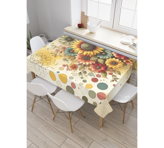 Изображение товара Прямоугольная тканевая скатерть на стол JoyArty с рисунком "Волшебные цветы", 120 на 145 см, tc_sd3563_120x145