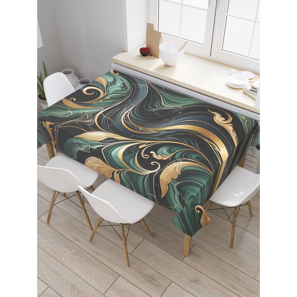 Изображение товара Прямоугольная тканевая скатерть на стол JoyArty с рисунком "Мраморные цветы", 145 на 180 см, tc_sd3493_180x145