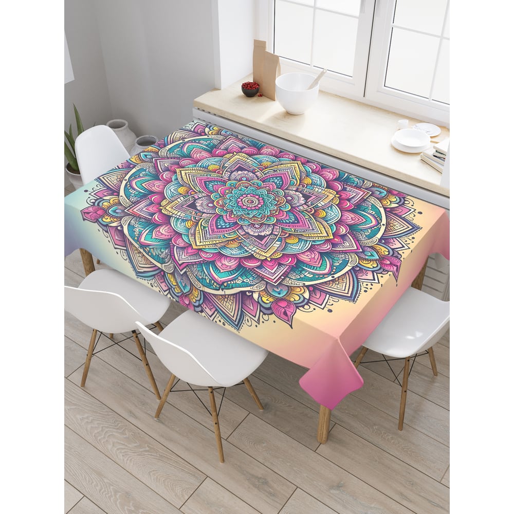 Изображение товара Прямоугольная тканевая скатерть JoyArty Мандала 120x145 см сатен современный дизайн