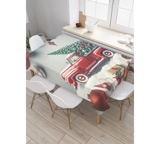 Изображение товара Прямоугольная тканевая скатерть на стол JoyArty с рисунком "Елочка к празднику", 120 на 145 см, серия Новый год и Рождество tc_sd3861_120x145