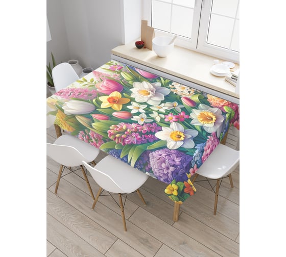 Изображение товара Прямоугольная тканевая скатерть на стол JoyArty с рисунком "Поле весны", 145 на 180 см, tc_sd3533_180x145