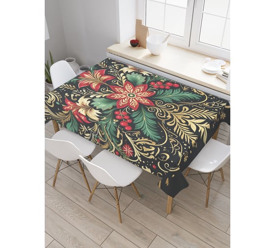 Изображение товара Прямоугольная тканевая скатерть на стол JoyArty с рисунком "Узорчатая композиция", 120 на 145 см, серия Новый год и Рождество tc_sd3925_120x145