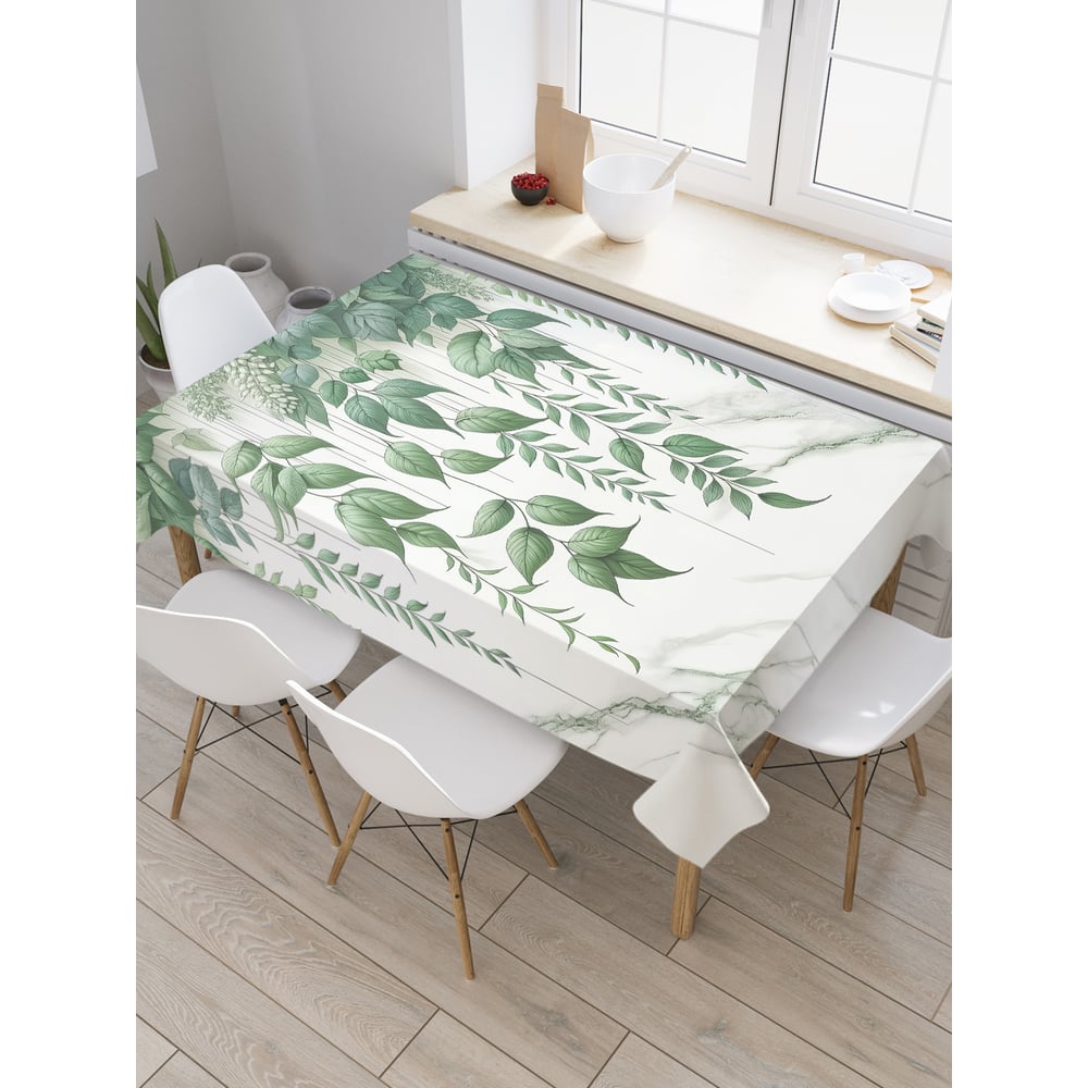 Изображение товара Прямоугольная тканевая скатерть JoyArty с рисунком Стена листьев 120x145 см