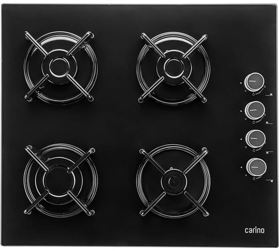 Изображение товара Газовая варочная панель Carino 60 см, газ-контроль, закаленное стекло, автоматический розжиг, эмалированные решетки CH60K40S111
