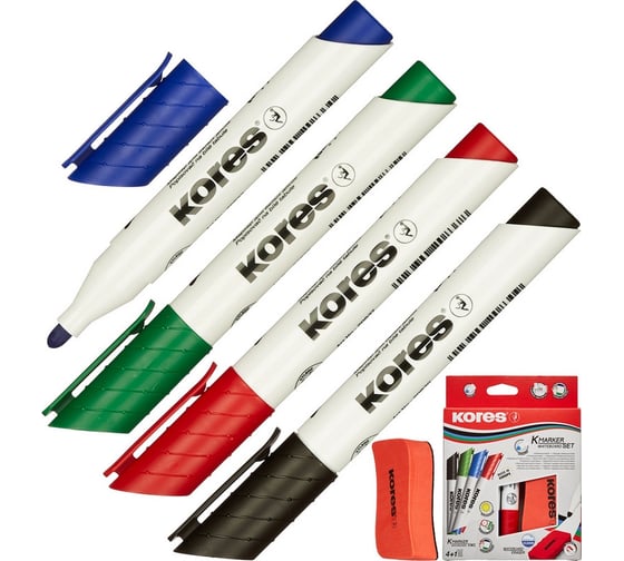 Изображение товара Маркер для досок Kores с губкой 3мм набор 4 шт в упаковке 20863 369781