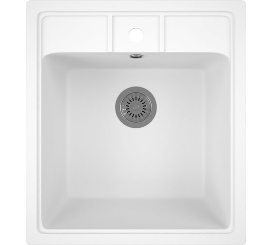 Изображение товара Мойка для кухни Bauedge BAU Stil White snow 45x50, выпуск с сифоном в комплекте, белый снег GR0121