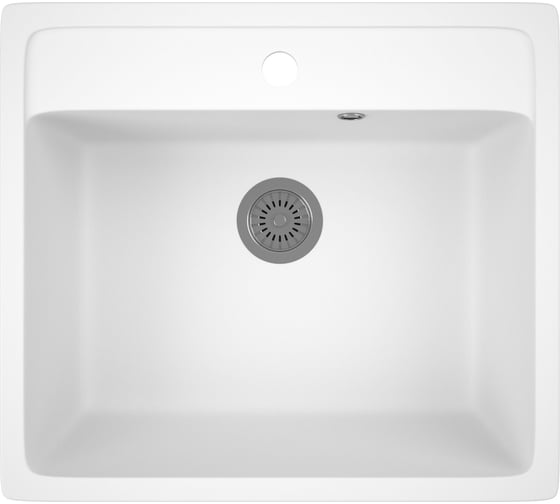 Изображение товара Мойка для кухни Bauedge BAU Stil White snow 56x50, выпуск с сифоном в комплекте, белый снег GR0127