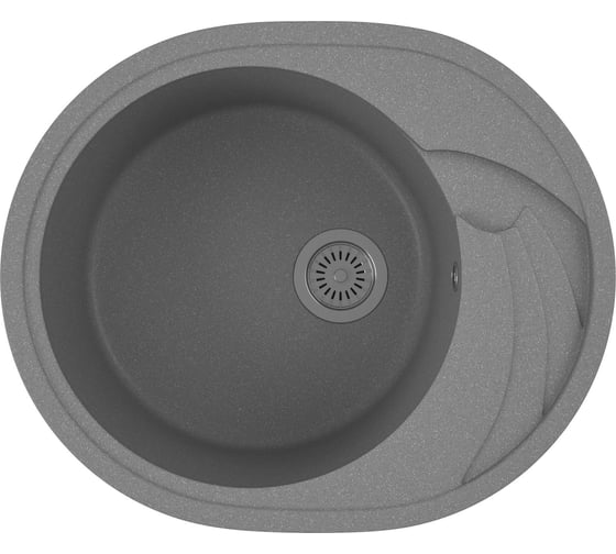 Изображение товара Мойка для кухни оборачиваемая овальная Bauedge BAU Nimb Gray stone 58x47, выпуск с сифоном в комплекте, серый камень GR0139