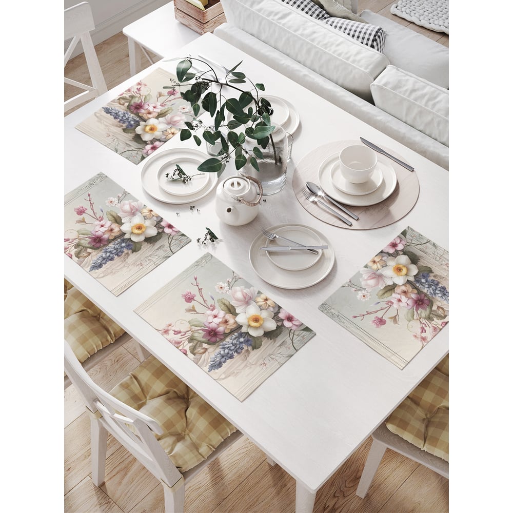 Изображение товара Салфетки для сервировки стола JoyArty Украшение цветами 32x46 см комплект 4 шт.