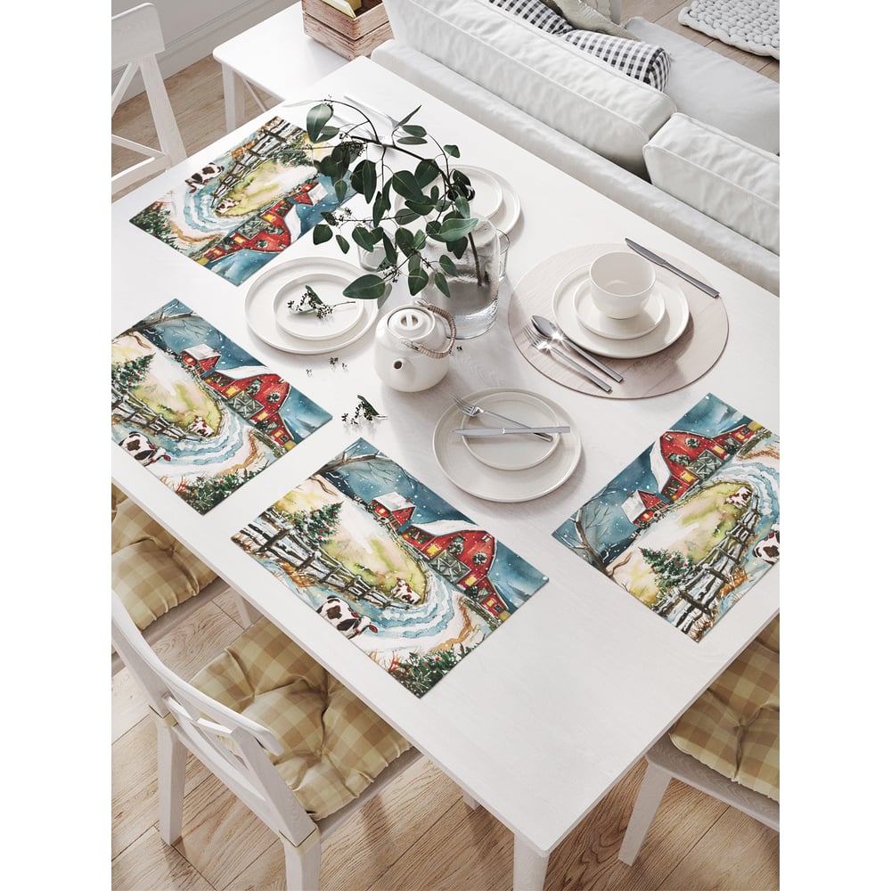 Изображение товара Салфетки на стол JoyArty Прогулка зимой 32х46 см 4 шт декоративные праздничные