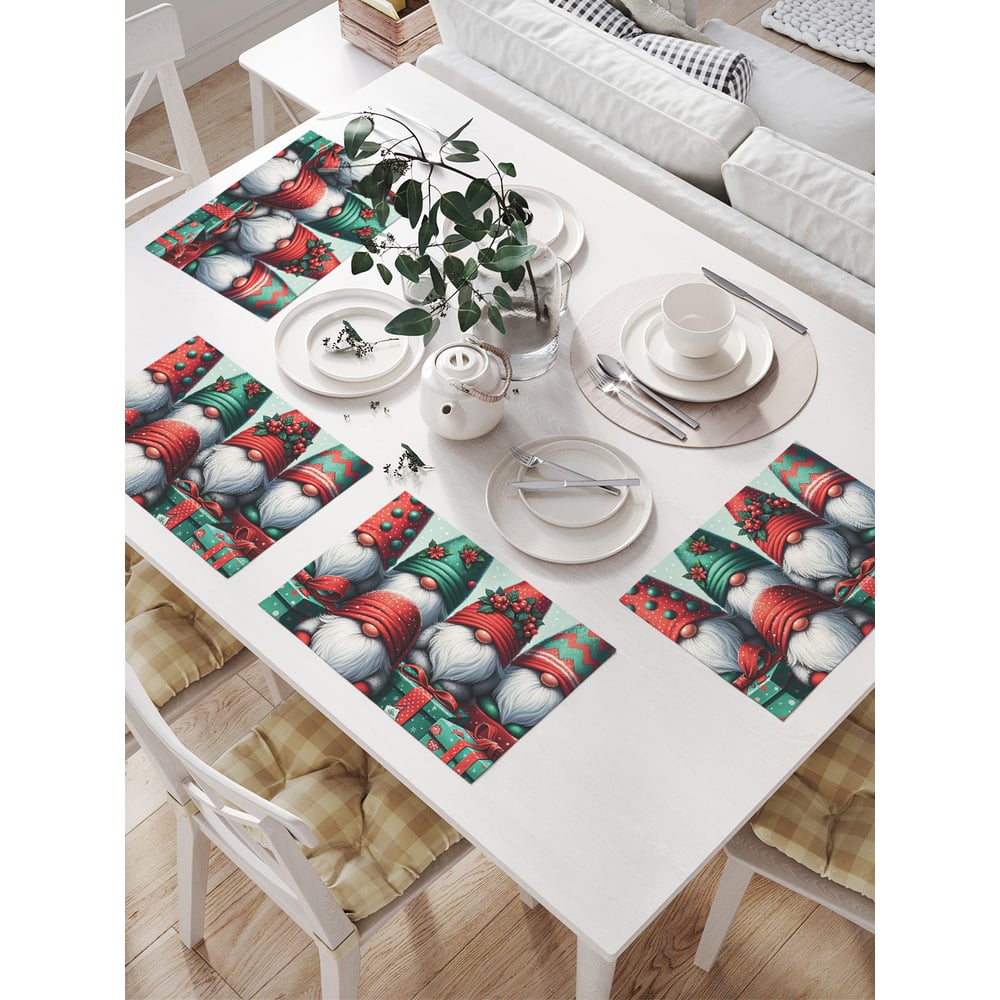 Изображение товара Салфетки на стол для сервировки JoyArty Утро с подарками 4 шт праздничный дизайн