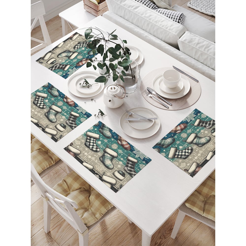 Изображение товара Салфетки для сервировки стола JoyArty Разнообразие валенок 32x46 см 4 шт В стиле Новый год