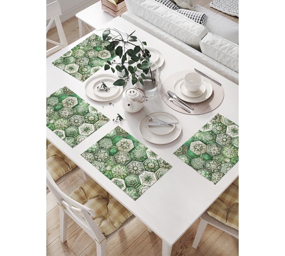 Изображение товара Салфетки на стол для сервировки прямоугольные, плейсмат JoyArty "Восточная плитка", 32x46 см, в комплекте 4 шт., np_sd3575