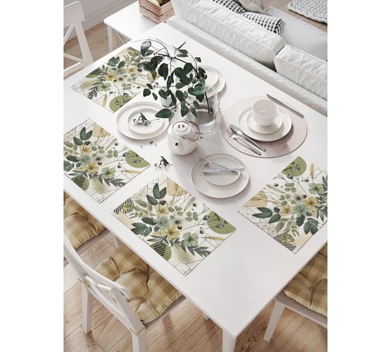 Изображение товара Салфетки на стол для сервировки прямоугольные, плейсмат JoyArty "Природа графики", 32x46 см, в комплекте 4 шт., np_sd3516