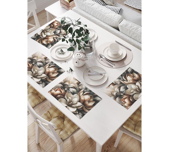 Изображение товара Салфетки на стол для сервировки прямоугольные, плейсмат JoyArty "Золотая магнолия", 32x46 см, в комплекте 4 шт., np_sd3485
