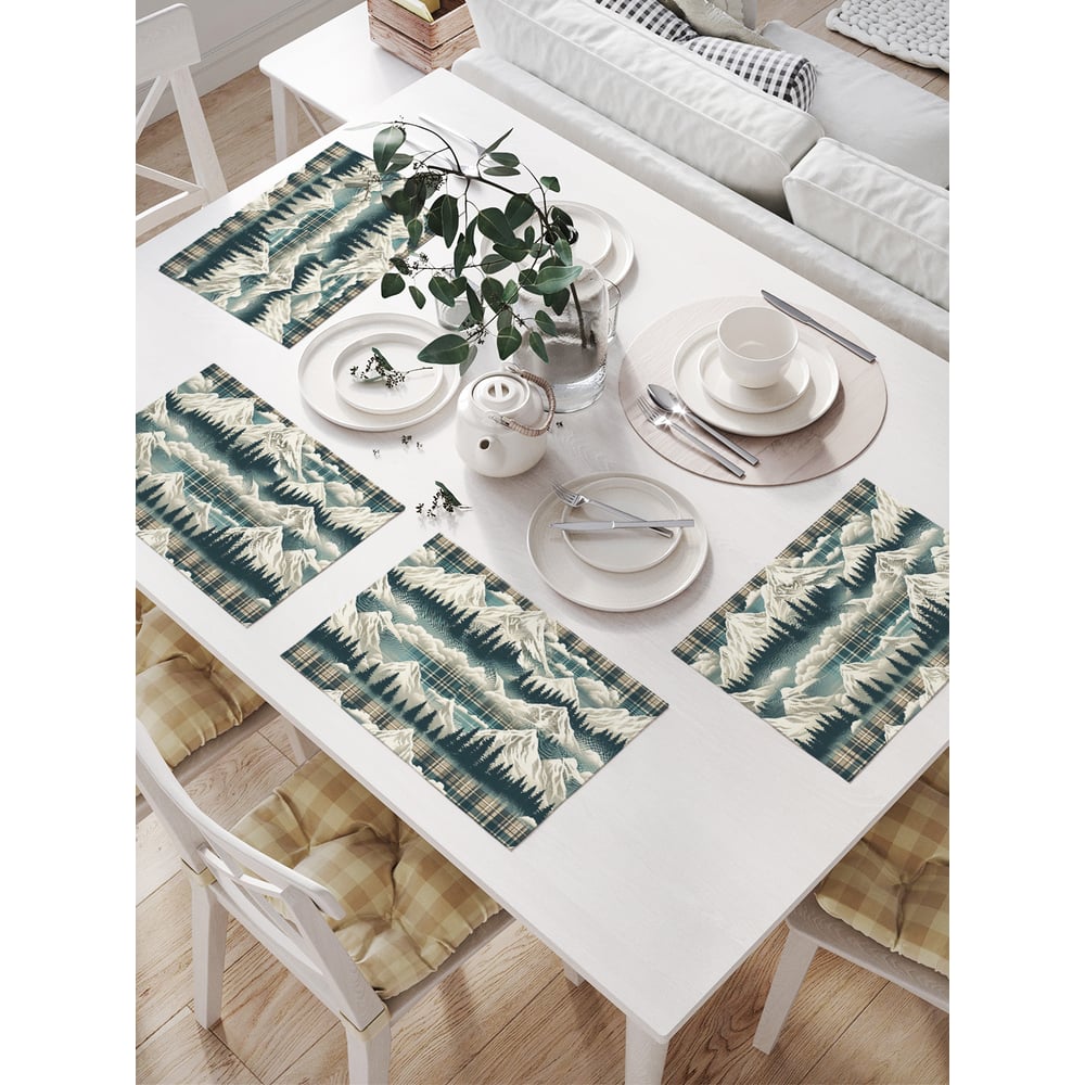 Изображение товара Салфетки-плейсматы JoyArty Коллаж гор 32x46 см, 4 шт., прямоугольные