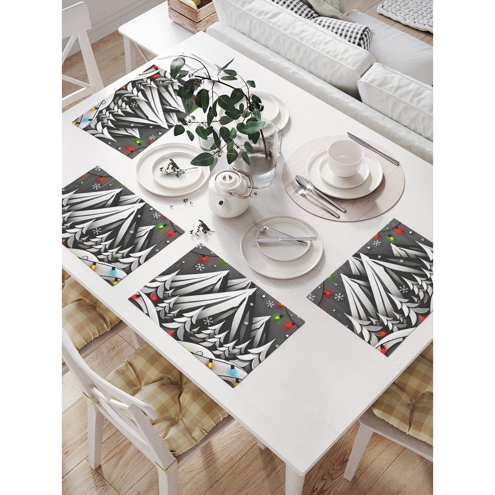 Изображение товара Набор салфеток JoyArty Горы в огоньках для новогоднего стола 4 шт 32x46 см