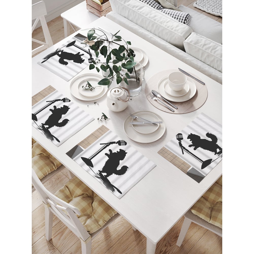 Изображение товара Салфетки для сервировки стола JoyArty Кот поет, 32х46 см, 4 шт.