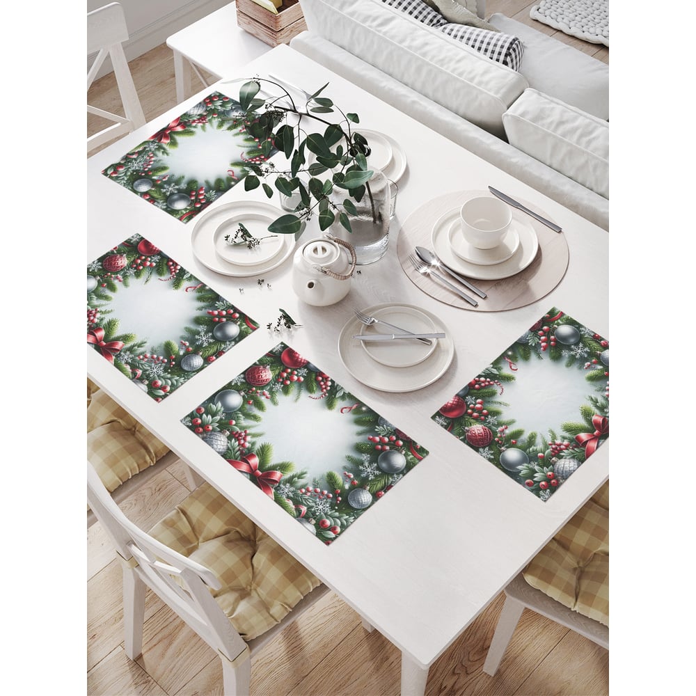 Изображение товара Салфетки на стол для сервировки JoyArty Праздничный венок 32x46 см 4 шт