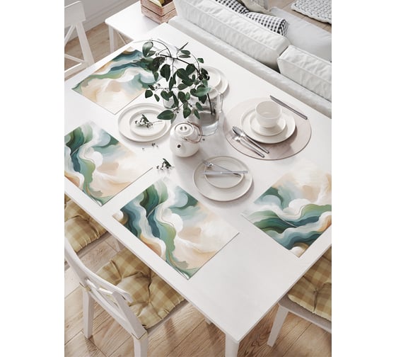 Изображение товара Салфетки на стол для сервировки прямоугольные, плейсмат JoyArty "Волна краской", 32x46 см, в комплекте 4 шт., np_sd3472