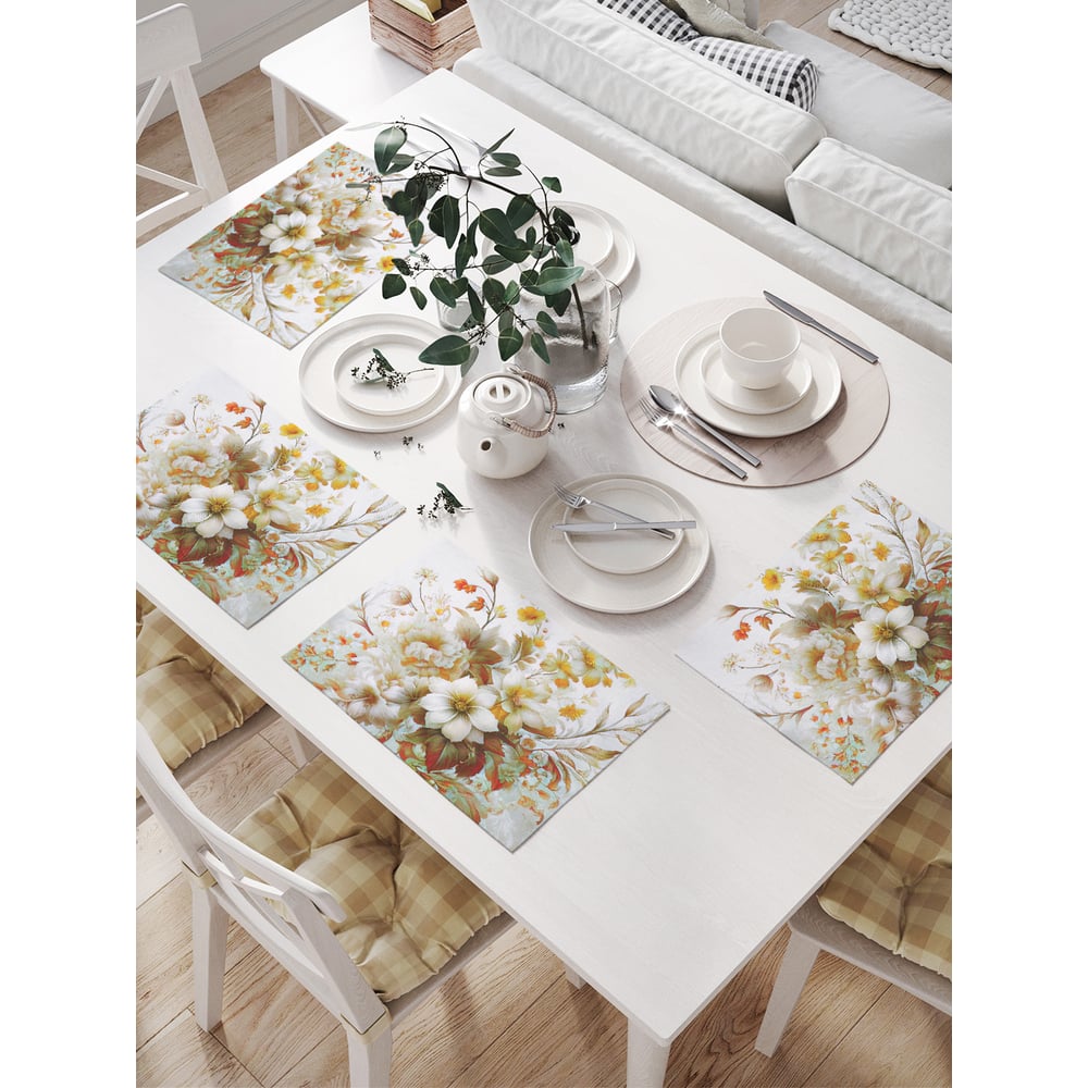 Изображение товара Салфетки на стол для сервировки прямоугольные, плейсмат JoyArty "Осенний букет", 32x46 см, в комплекте 4 шт., np_sd3562