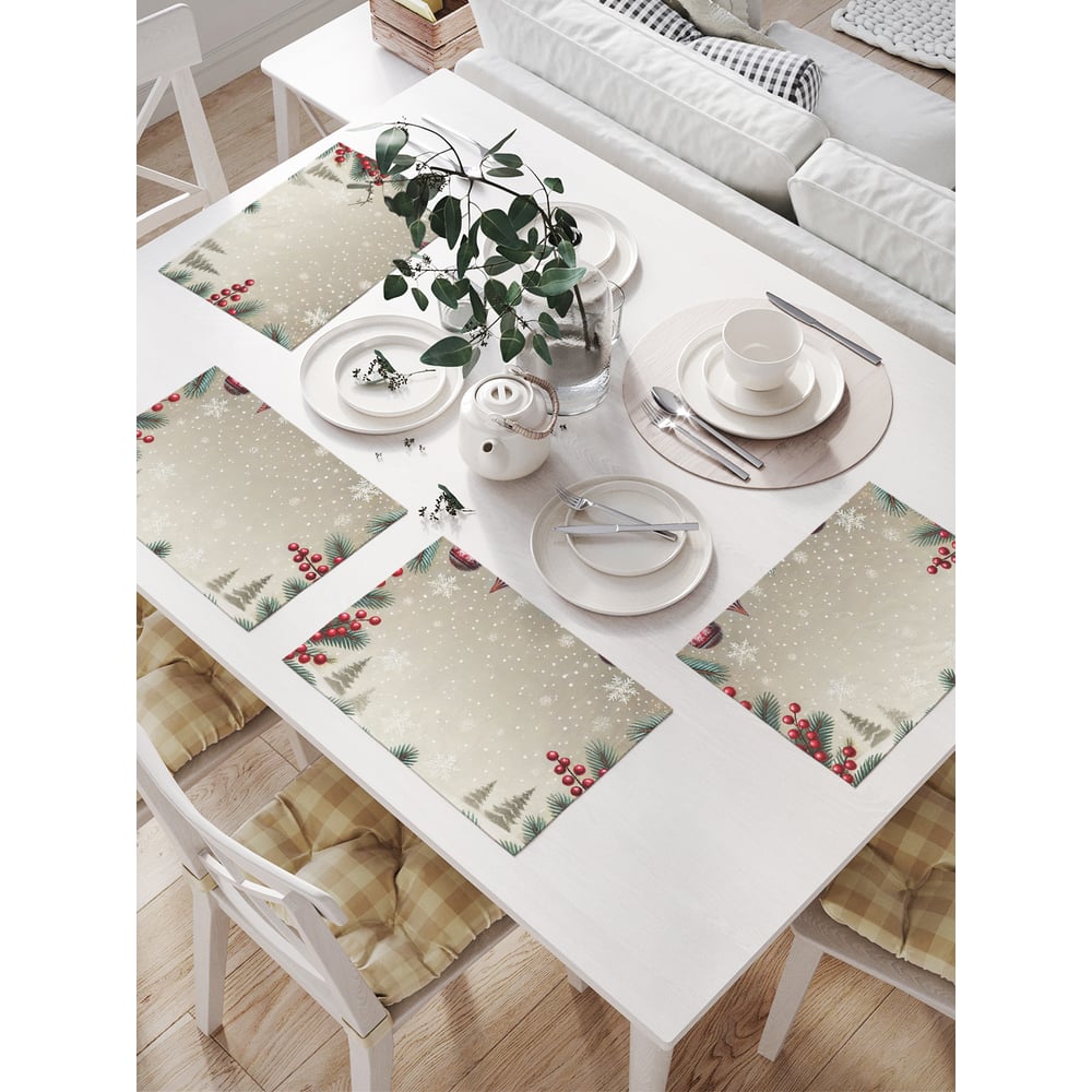 Изображение товара Набор салфеток для сервировки JoyArty Нарядный лес 32x46 см 4 шт серия Новый год