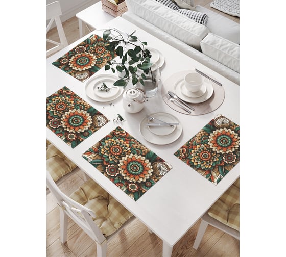 Изображение товара Салфетки на стол для сервировки прямоугольные, плейсмат JoyArty "Ловец снов", 32x46 см, в комплекте 4 шт., np_sd3530