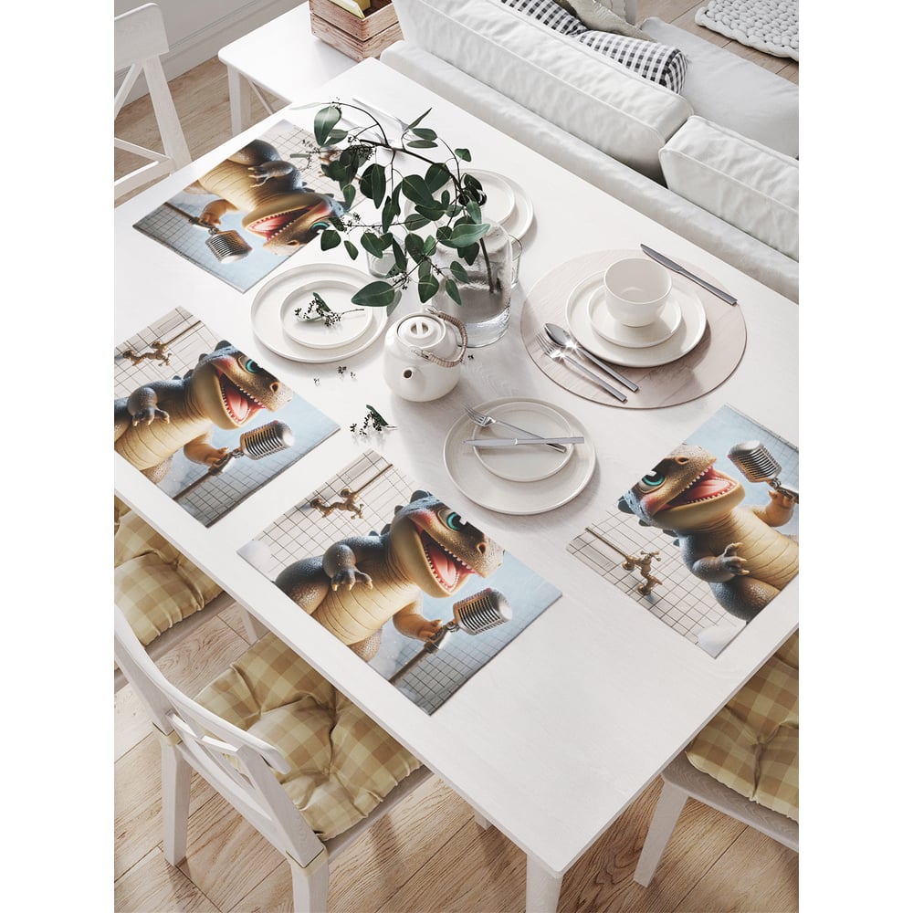 Изображение товара Салфетки на стол JoyArty Динозавр поет 32x46 см 4 шт прямоугольные оксфорд полиэстер