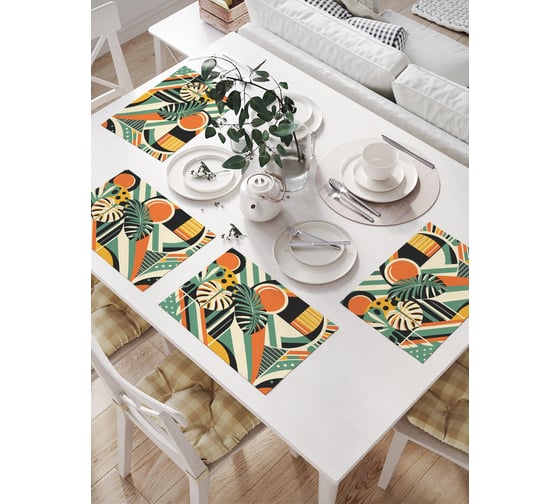 Изображение товара Салфетки на стол для сервировки прямоугольные, плейсмат JoyArty "Графика форм", 32x46 см, в комплекте 4 шт., np_sd3542