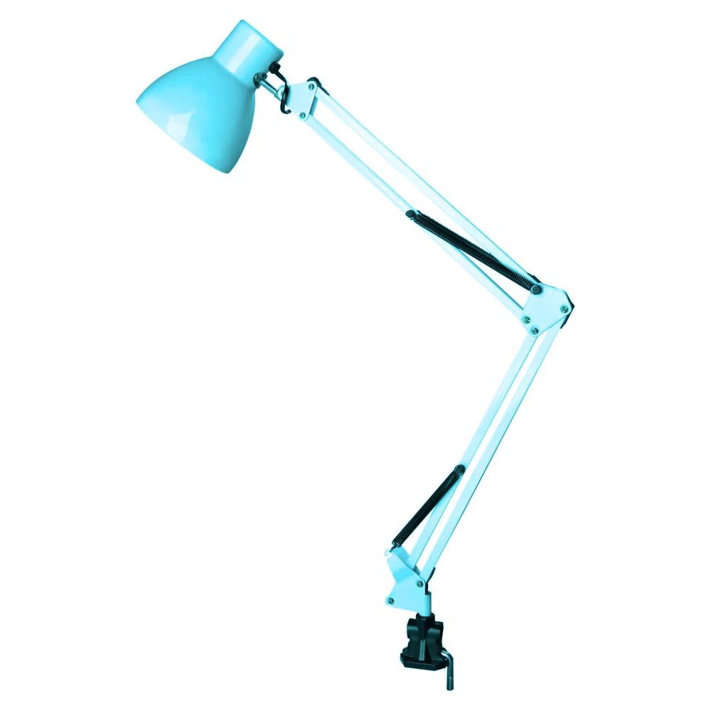 Изображение товара Настольный светильник на струбцине с цоколем E27 голубой