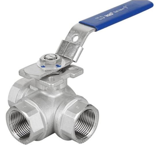 Изображение товара Шаровой кран Benarmo нержавеющая сталь, 3-ходовый, Г Ду50 Ру63 м/м полнопроходной, под электропривод с рукояткой 109-0041