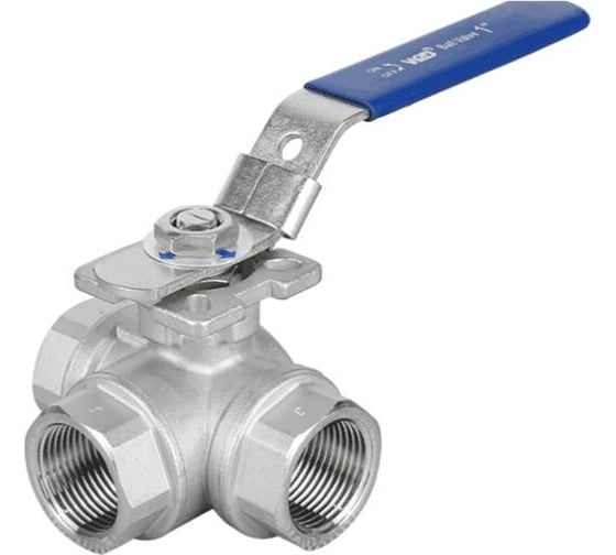 Изображение товара Шаровой кран Benarmo нержавеющая сталь, 3-ходовый, Т Ду10 Ру63 м/м полнопроходной, под электропривод с рукояткой 109-0045