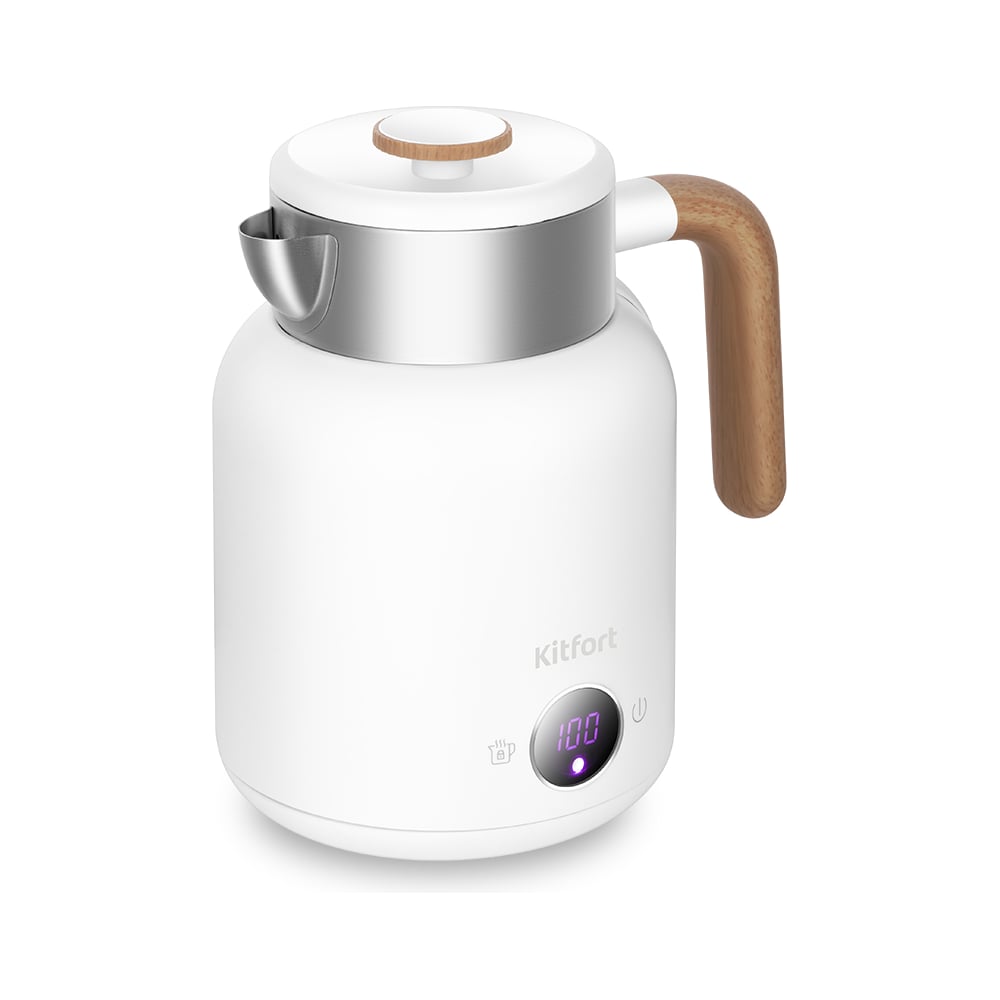 Изображение товара Чайник KITFORT КТ-6724 сенсорный с дисплеем 1.5 л белый нержавеющая сталь