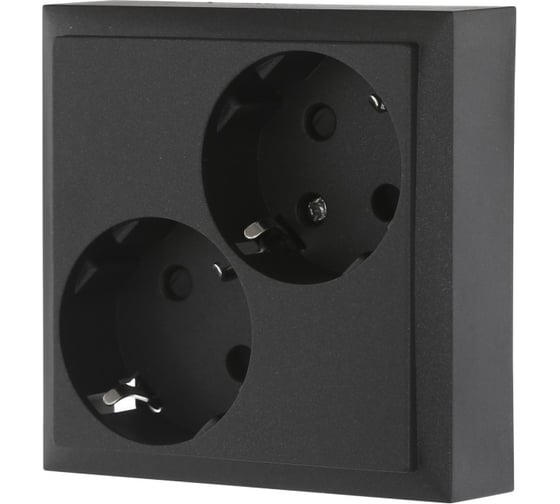 Изображение товара Розетка двойная LK Studio с заземлением, со шторками (черный бархат) LK60 863508-1