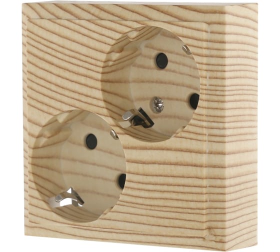 Изображение товара Розетка двойная LK Studio с заземлением, со шторками (сосна) LK60 863525-1