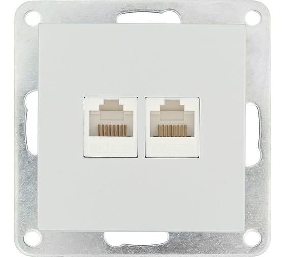 Изображение товара Розетка компьютерная LK Studio двойная 2хRJ-45 категория 5е с накладкой (серебристый металлик) LK80 846203-1