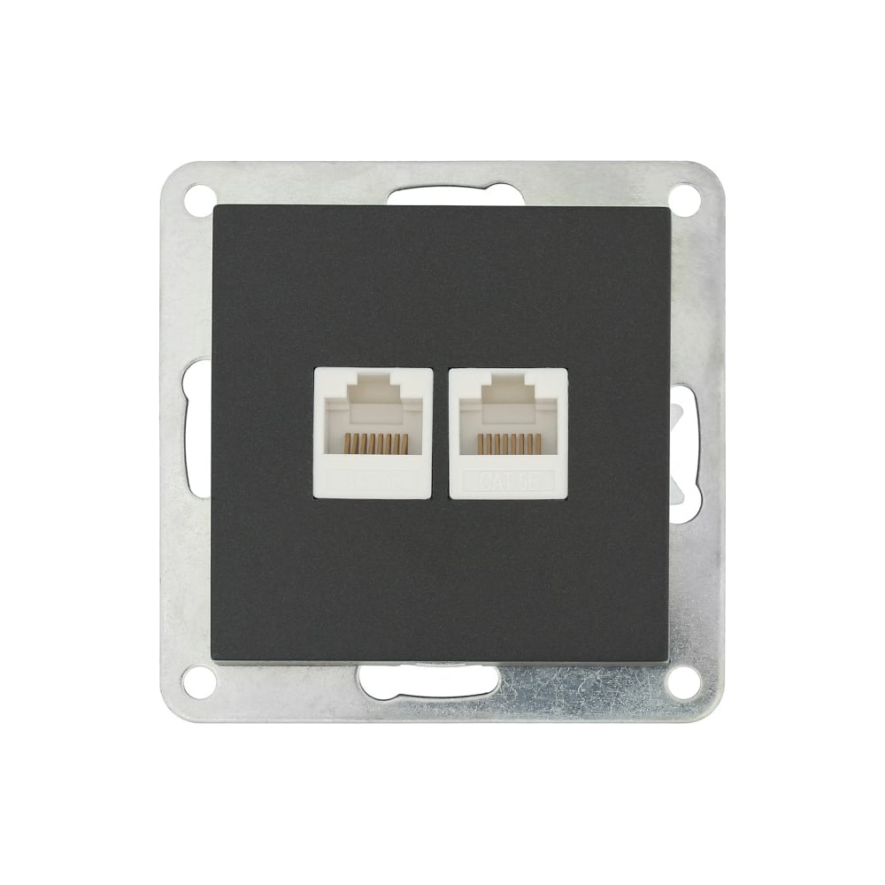 Изображение товара Розетка компьютерная LK Studio двойная 2хRJ-45 категория 5е с накладкой черный бархат