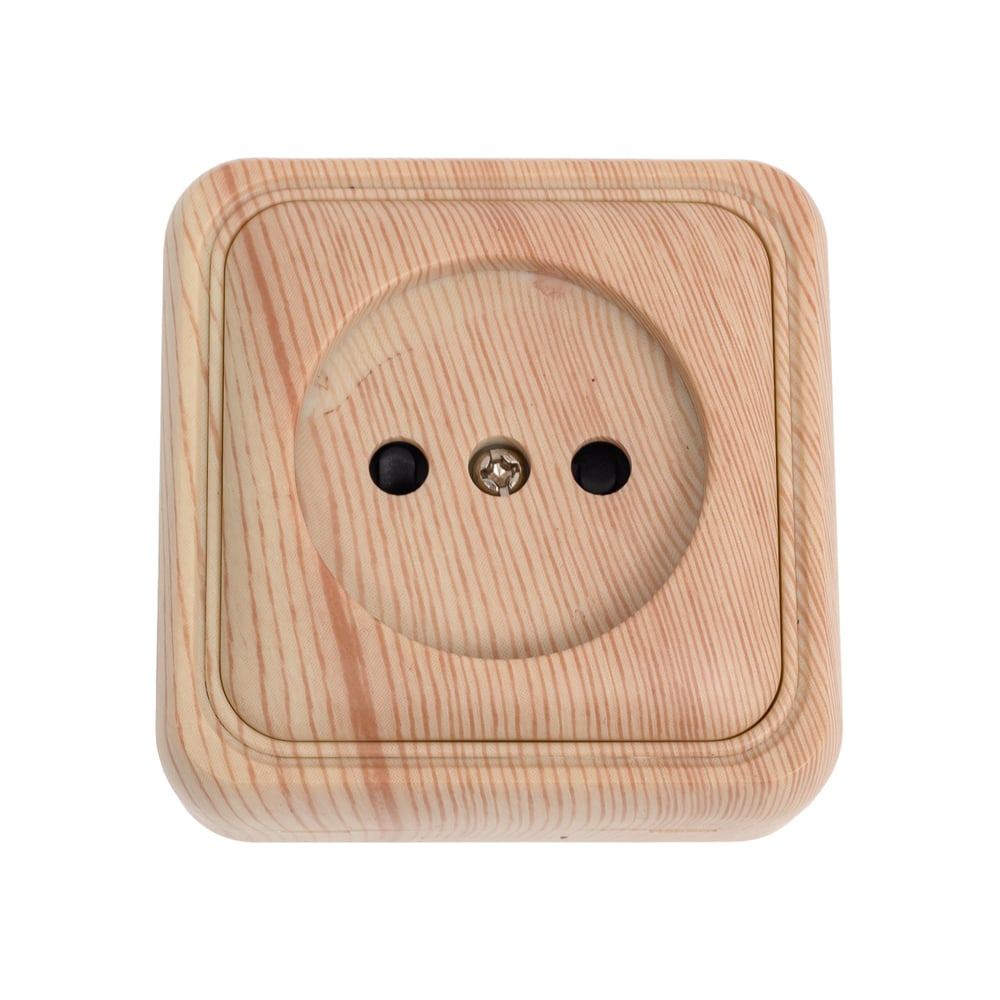 Изображение товара Розетка LK Studio открытой установки без заземляющих контактов с защитными шторками (сосна), STANDARD 813325