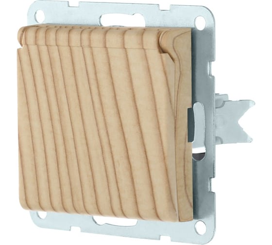 Изображение товара Розетка LK Studio с заземлением, шторками и крышкой (сосна) LK60 863425-1