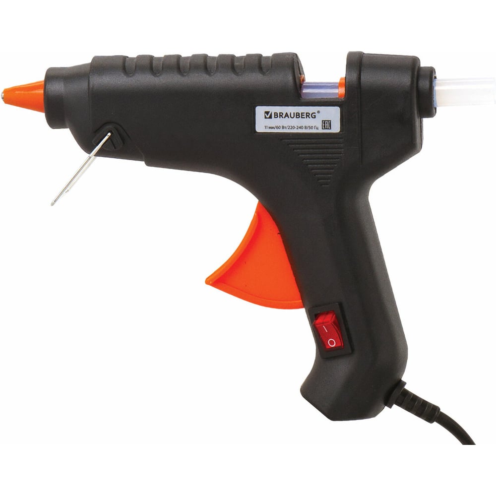 Изображение товара Клеевой пистолет BRAUBERG 60Вт со стержнем 11 мм, быстрогрев, защита от капель
