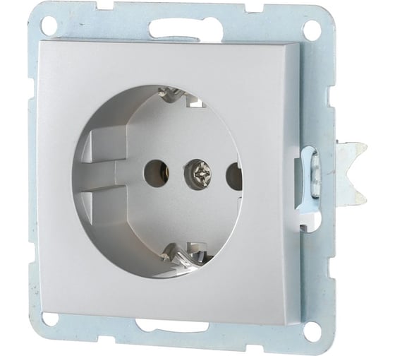 Изображение товара Розетка LK Studio с заземлением, без шторок (серебристый металлик) LK60 863103-1