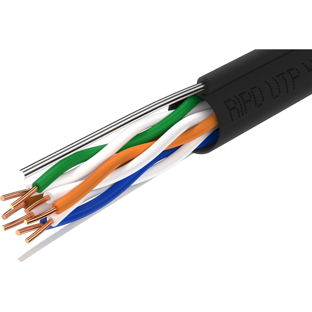 Изображение товара Кабель RIPO, LAN витая пара для локальной сети FTP4 CAT5E 24AWG Cu outdoor уличный с тросом 001-122025