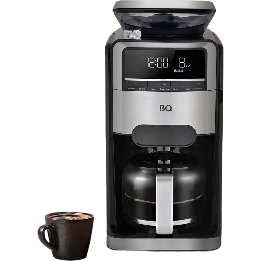 Изображение товара Капельная кофеварка со встроенной кофемолкой BQ CM3002 стальной/черный
