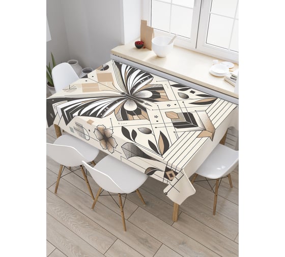 Изображение товара Прямоугольная тканевая скатерть на стол с рисунком JoyArty Бабочка линиями 145х180 см tc_sd3544_180x145