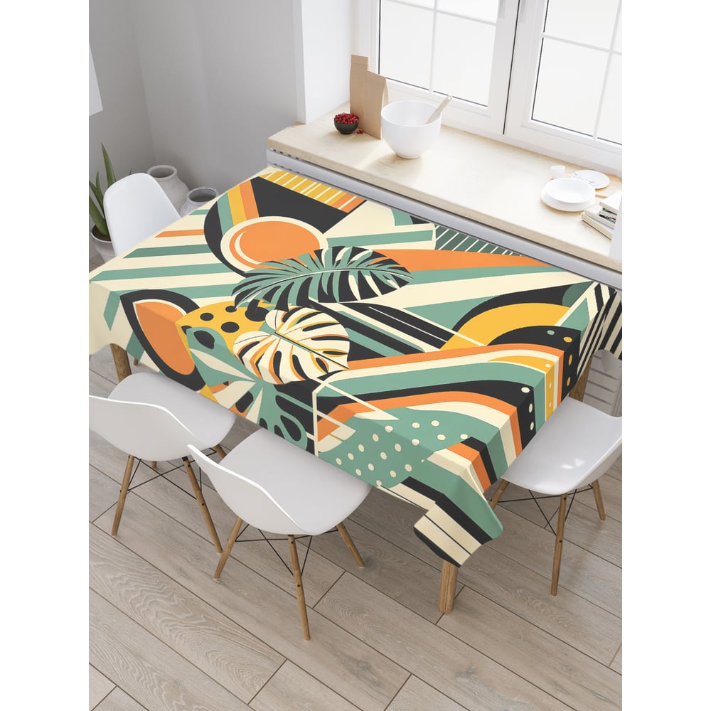 Изображение товара Прямоугольная тканевая скатерть с современным геометрическим рисунком JoyArty 120x145 см