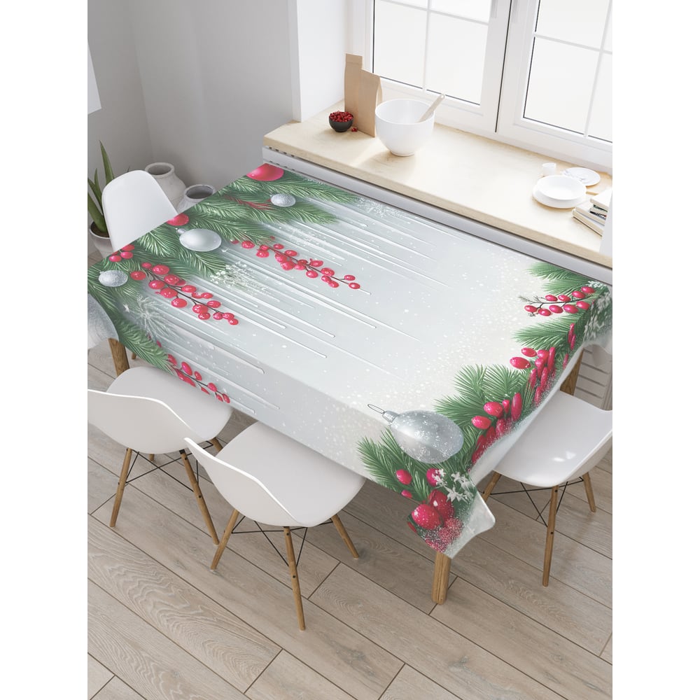 Изображение товара Прямоугольная тканевая скатерть JoyArty с новогодним рисунком 120х145 см