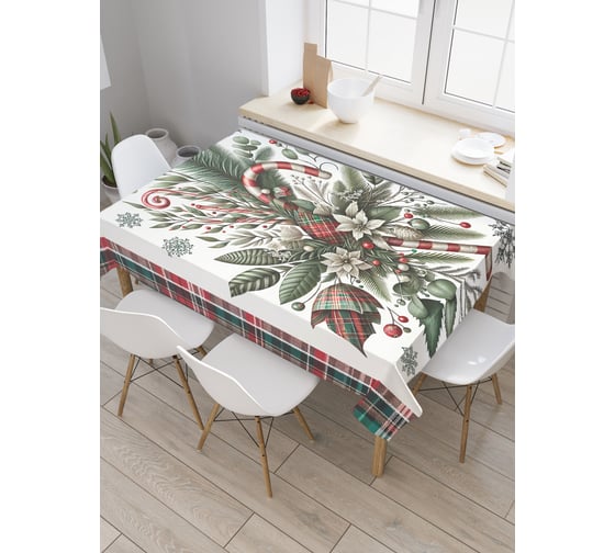 Изображение товара Прямоугольная тканевая скатерть на стол с рисунком JoyArty Праздничный набор 120х145 см, серия Новый год и Рождество tc_sd3908_120x145