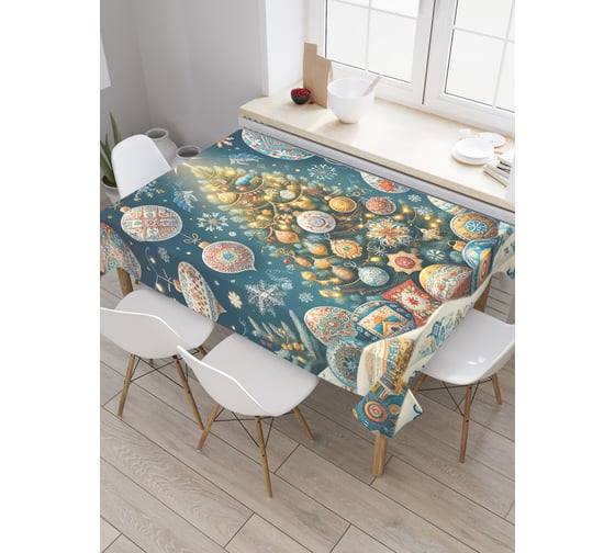 Изображение товара Прямоугольная тканевая скатерть на стол с рисунком JoyArty Праздничная елка 120х145 см, серия Новый год и Рождество tc_sd3926_120x145