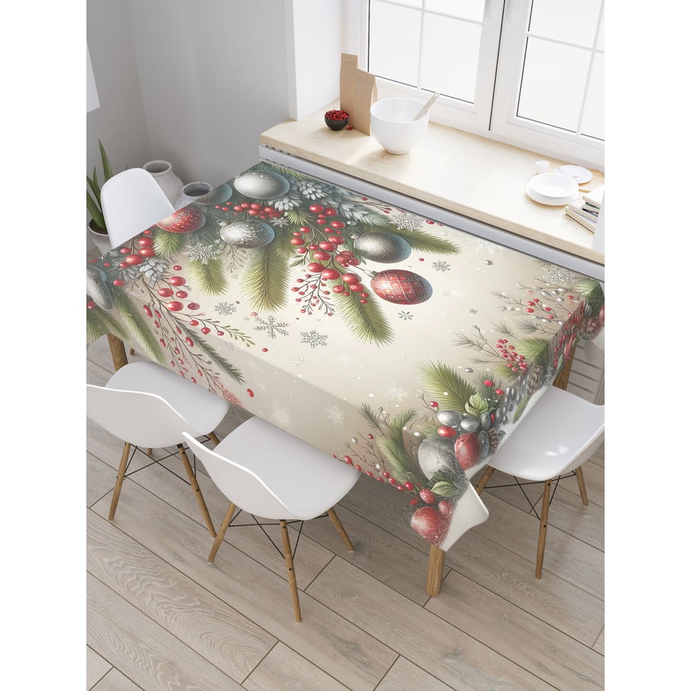 Изображение товара Прямоугольная тканевая скатерть JoyArty для праздников 145х180 см новогодняя